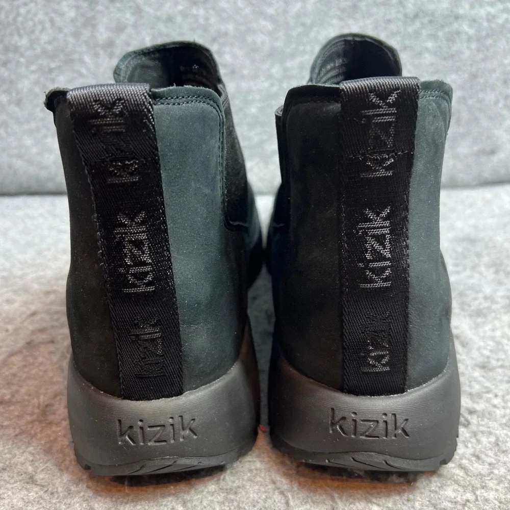 Kizik Junction Hands-Free Chelsea Boots Mens Black Nubuck Leather Ankle Boots 12